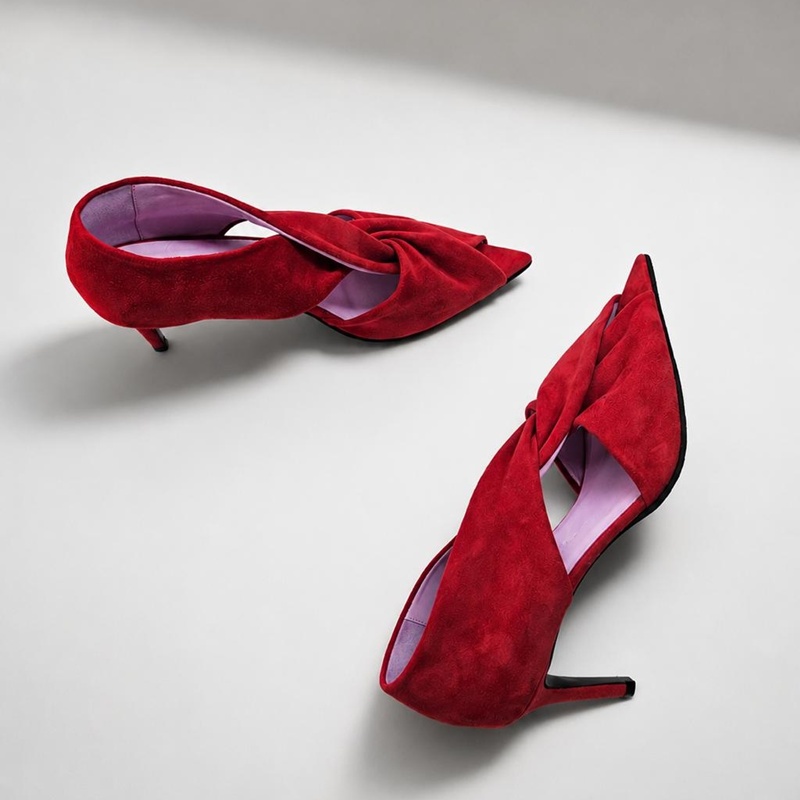 Suede Peep Toe Cross Tied Pump - Crossfit Outfit ulasan dan harga