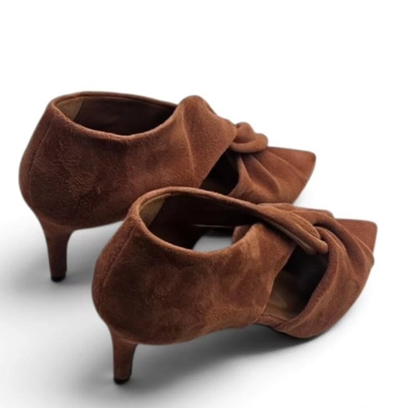 Suede Peep Toe Cross Tied Pump - Crossfit Outfit ulasan dan harga